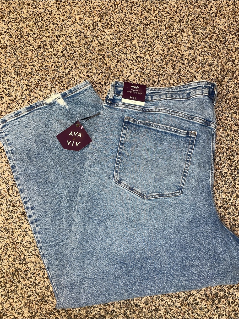 Ava & Viv High Rise Straight Leg Vintage Wash Plus Size 26 Denim Jeans | NWT